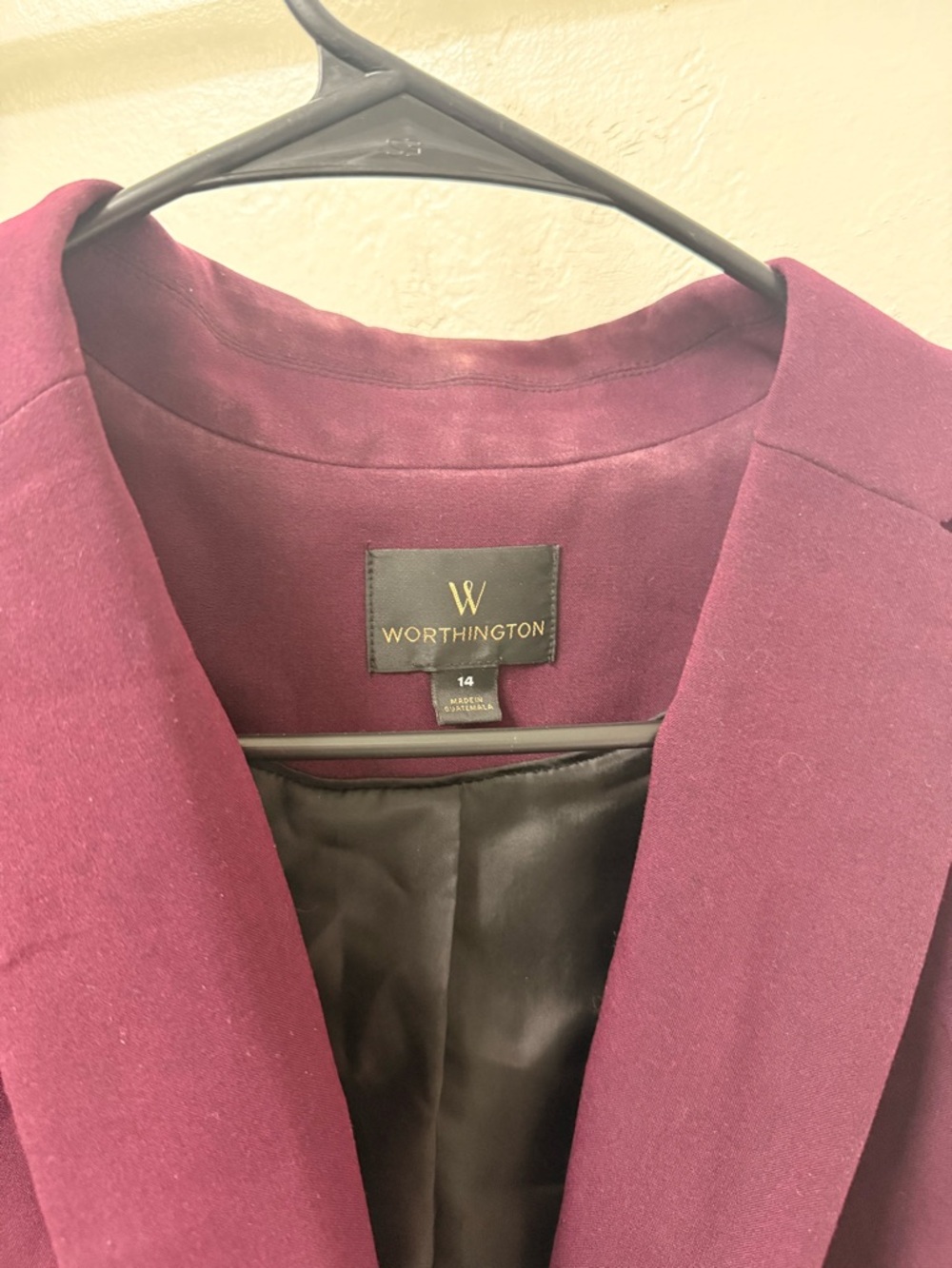 Worthington Women's Purple Open Front Lined Blazer Long Sleeve Solid Size 14 - Picture 4 of 4